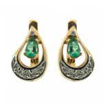 Gold earrings with emeralds and diamonds