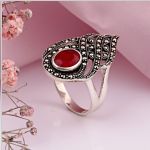 Sølvring "Alfira". Ruby & Marcasite