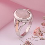 Silver ring with gold & rose quartz