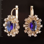 Earrings with diamonds and sapphires. Yellow gold