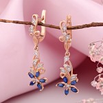 Gold earrings "Veronika". Sapphire and diamonds