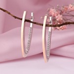 Silver earrings with gold "Ilona". Zirconia