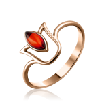 Aranyozott ezüst gyűrű "Lily" borostyánnal