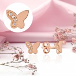 Ροζ χρυσά σκουλαρίκια «πεταλούδες». Ζιργκόν