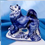 Porcelánový pes Gzhel