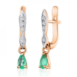 Gold earrings with emeralds and diamonds