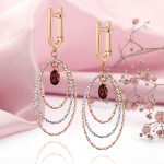 Χρυσά σκουλαρίκια "Garnet Luxury"