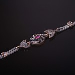 Bracelet with ruby ​​silver