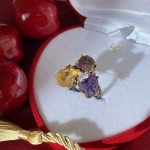 Gold-plated silver ring with amethyst, citrine and ruby ​​corundum