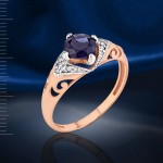 Gold-plated silver ring with sapphire