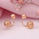 Red gold 585 earrings for pulling through zirconia