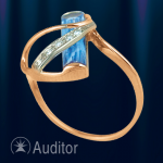 Prsten z ruského zlata s topazem a zirkonem