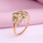 Златни прстен са Цхрисолитхом & Фианитес