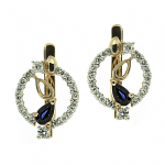 Goldene Ohrringe mit Saphiren und Diamanten