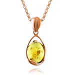 Gold-plated silver pendant with honey amber