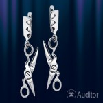 Earrings "Scissors" Russian silver jewelry