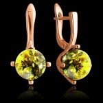 Boucles d'oreilles en argent plaqué or avec ambre vert