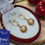 Earrings made of red gold 585 pearl zirconia