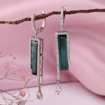 Silver earrings with quartz & zirconia