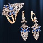 Ring & earrings with diamonds, sapphires