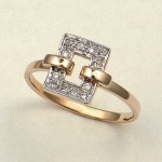 Gold ring with diamonds, bicolor