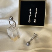 Silberset „Luxury“. Zirkonia und Perlen