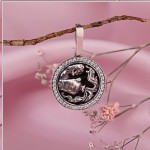 Ciondolo zodiacale in argento "Acquario". Zirconia e smalto
