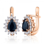 Gold earrings with sapphires and diamonds