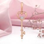 Gold pendant with diamonds "Key to the heart"