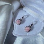 Silver earrings with pink quartz & zirconia
