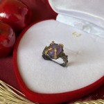 Gold-plated silver ring with amethyst