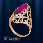 Ring laget av 585 rødt gull med rubin