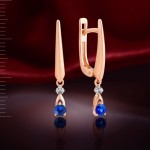 Gold earrings with diamonds, sapphires