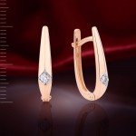Earrings with diamonds. Bicolor