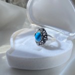 Silver ring with turquoise & zirconia