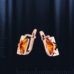 Серьги русское золото с янтарем