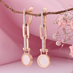 Gold earrings mother of pearl zirconia