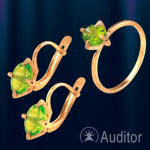 Комплект из красного золота с хризолитом