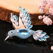 Broche de plata con dorado "Colibrí". Zirconia, Nanocristal y Alpanita