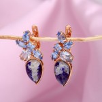Earrings with azure stone & spinel. Red gold