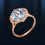 Gold ring with topaz. Russian gold jewelry