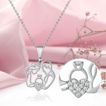 Silver necklace with pendant "Engagement". Zirconia