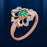 Gold ring with diamonds & chrysoprase