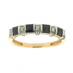 Golden ring with sapphires and diamonds