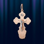 Cross pendant with brilliant, bicolor