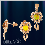 Set aus russischem Gold 585° mit Bernstein