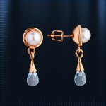 Stud earrings pearls & topaz