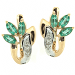 Goldene Ohrringe mit Smaragden und Brillanten