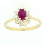 Златни прстен са рубинима и дијамантима
