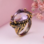 Gold-plated silver ring with amethyst
